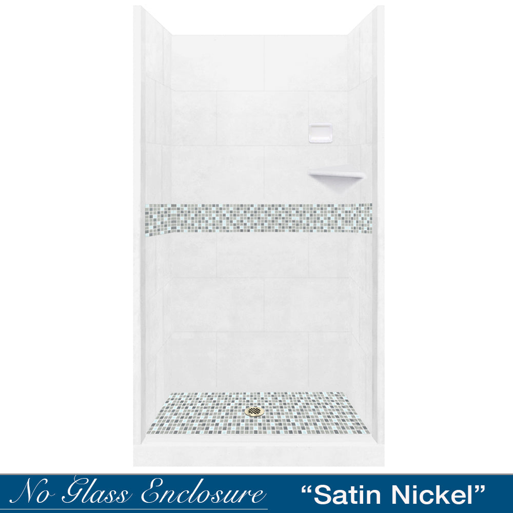 Alcove Natural Buff Sistine Stone & Del Mar Mosaic Accent Tile - DIY Shower Remodel Kit for Bathroom Renovation - Perfect for Shower Walls, Backsplashes, and Bathroom Upgrades