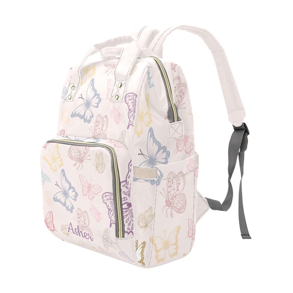 Custom Personalized Diaper Backpack for Baby Girls & Boys - Colorful Travel Nappy Bag with Name Embroidery, Large 15