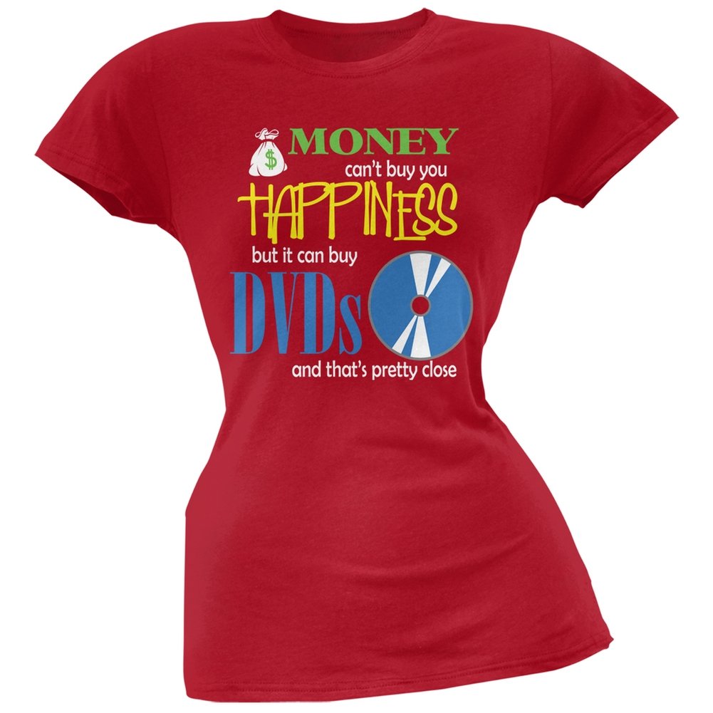 Funny Red Juniors Soft T-Shirt with Money Happiness Print - Small Size for Teens | Perfect for Casual Wear, Parties, and Gift Giving