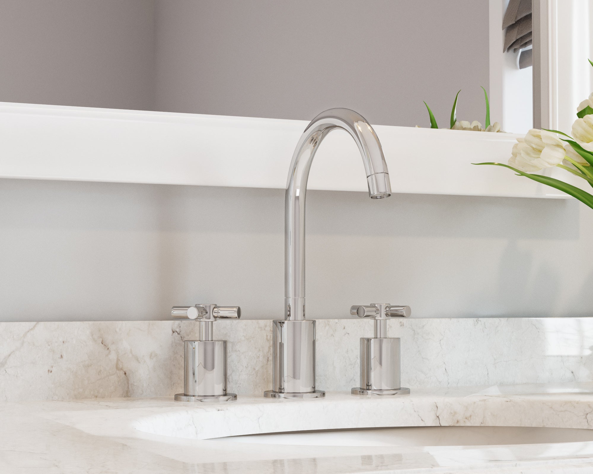 Prima 3 Widespread Double Handle Bathroom Faucet - Brushed Nickel Bathroom Sink Faucet with Pop-Up Drain Assembly - Perfect for Modern Bathroom Vanities and Powder Rooms