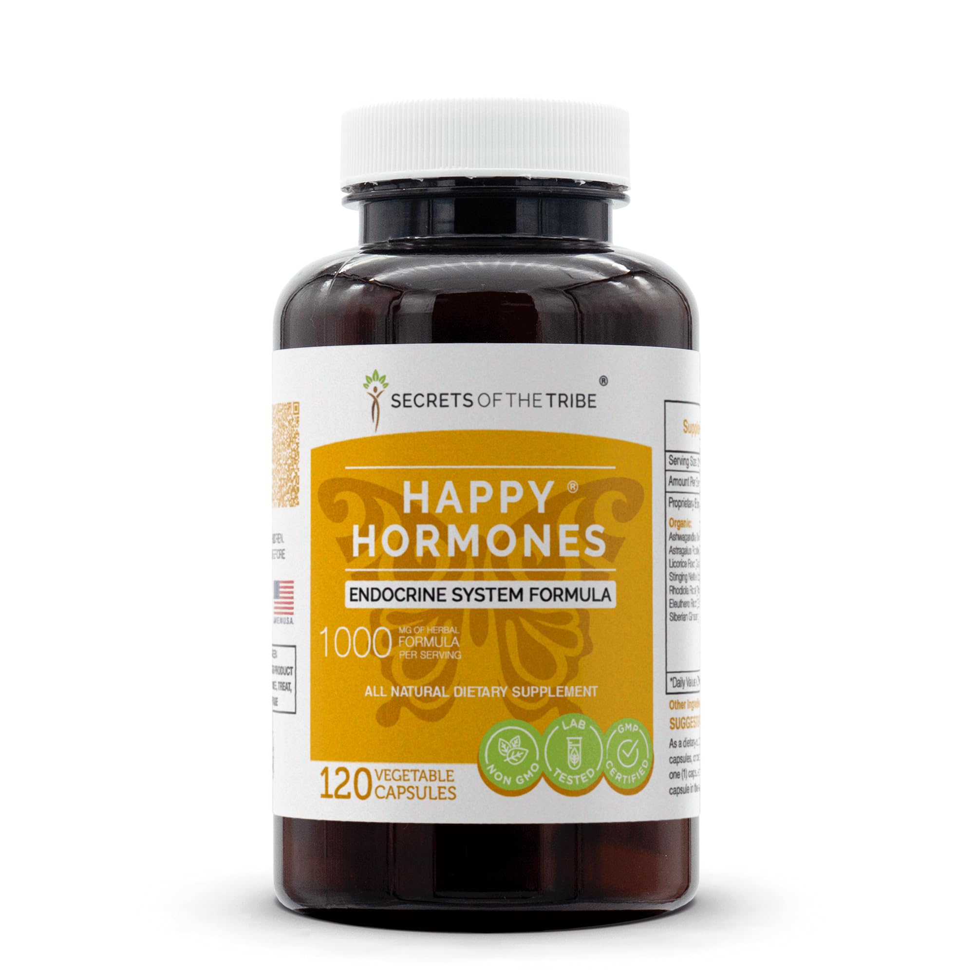 Secrets of the Tribe - Happy Hormones & Endocrine Support Supplement, 120 Capsules - Natural Herbal Blend for Hormone Balance & Women's Wellness - Perfect for Stress Relief & Menopause Support
