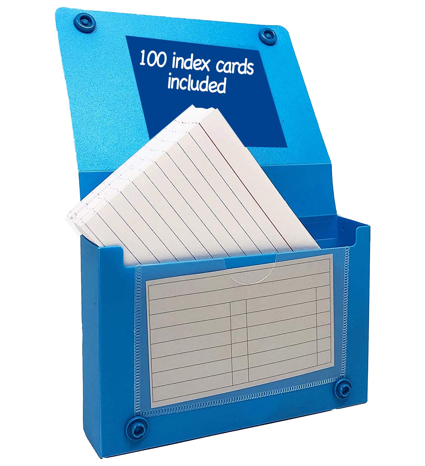 3x5 Inch Index Card Holder with Heavy Weight Ruled Index Cards - 100/Pack, Assorted Colors - Perfect for Organizing Recipes, School Notes & Flashcards - Durable Storage Case Holds Up to 100 Cards