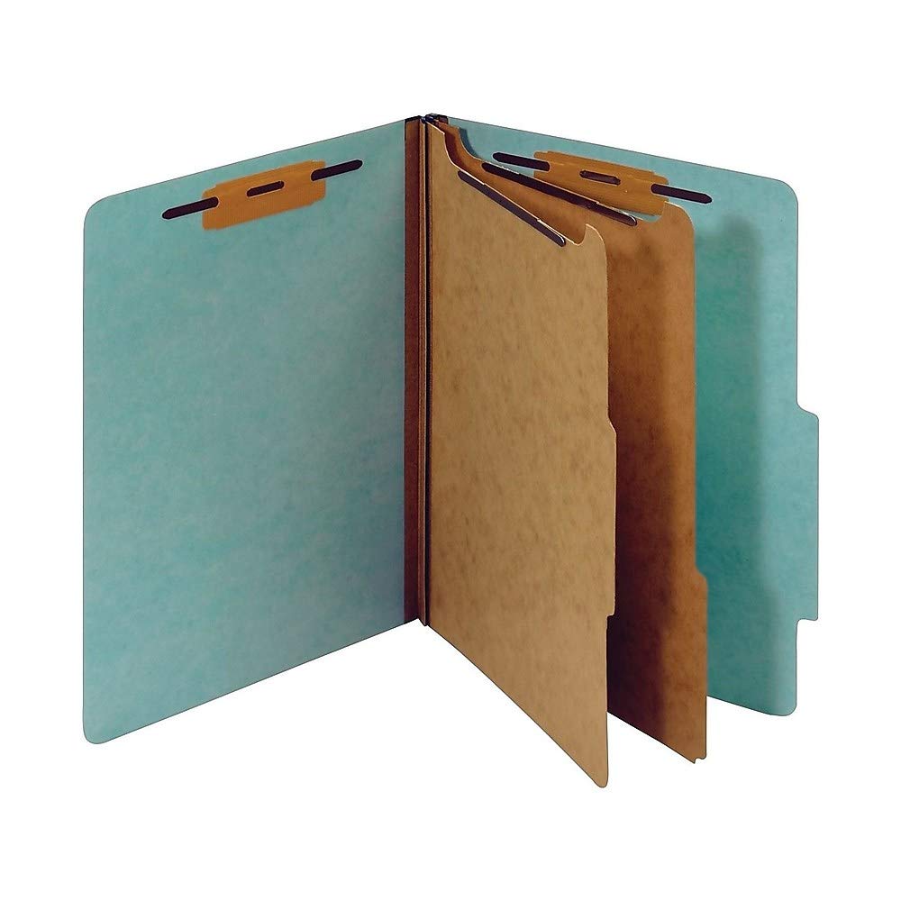 Staples Recycled Classification Folders - Letter Size, 2-Partition File Folders in Blue (20 per Box) - Perfect for Office Organization, School Supplies & Document Filing