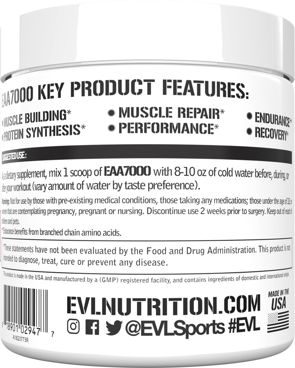 EVLution Nutrition EAA 7000 Essential Amino Acids Powder - Pink Lemonade Flavor, 309g for Muscle Recovery & Workout Energy | Pre & Post Workout Supplement for Athletes & Fitness Enthusiasts