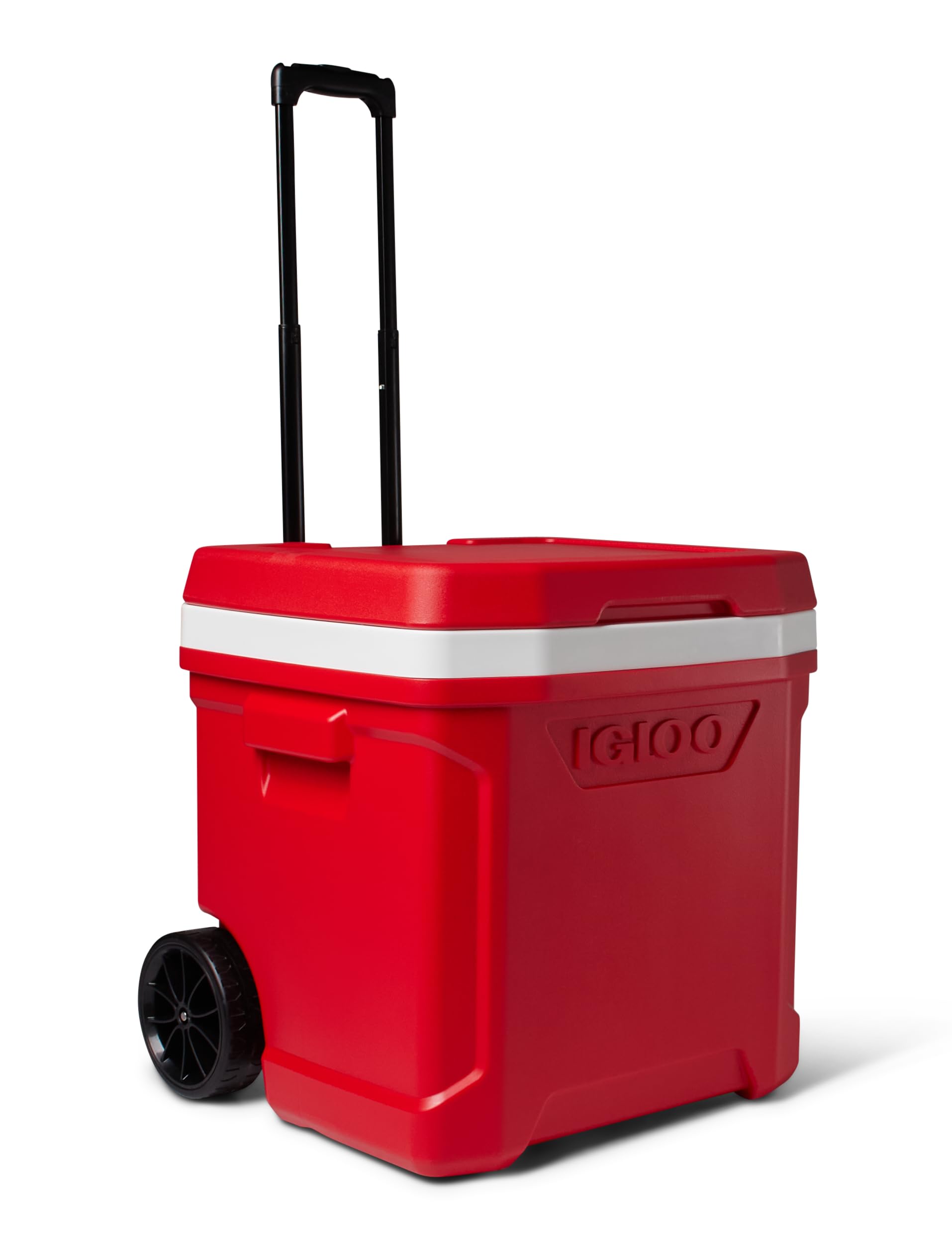 Igloo Red Profile II 60 Quart Rolling Cooler - Heavy Duty Wheeled Ice Chest for Camping, Beach, Tailgating & Outdoor Adventures