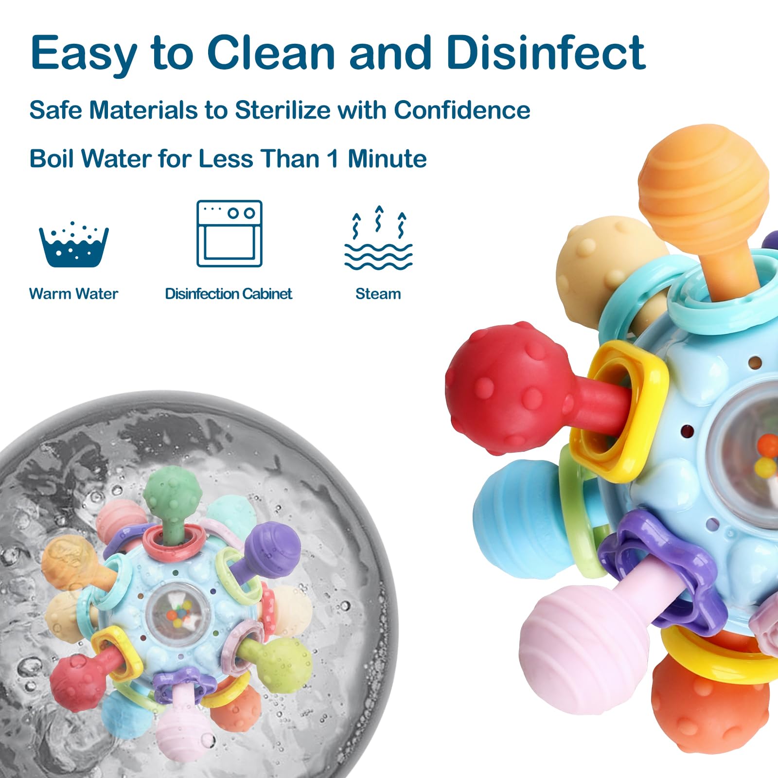 Montessori Baby Teether Toys - Easter Basket Stuffers for 0-12 Months | Sensory Learning Gifts for Infants & Toddlers