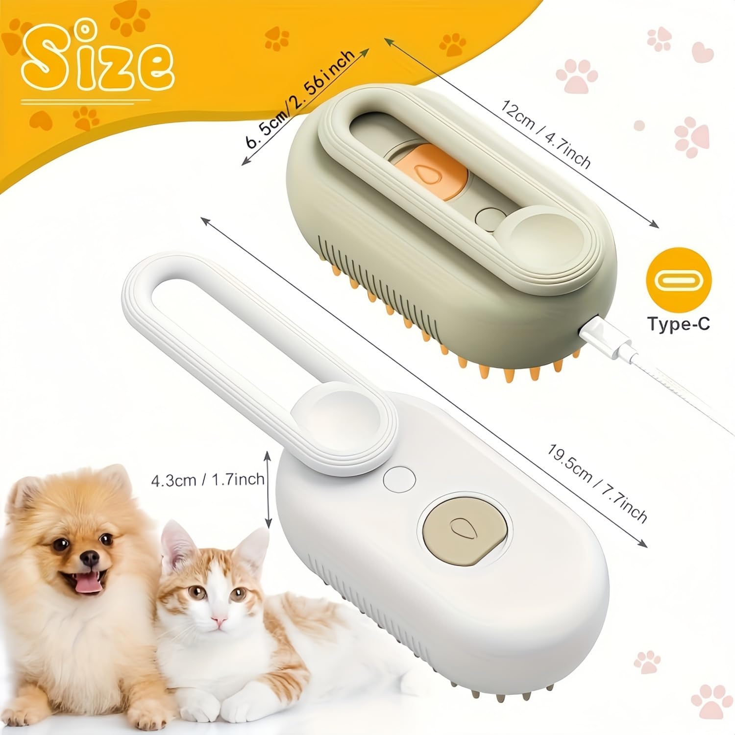 2024 Best Self-Cleaning Cat Grooming Brush - 3-in-1 Pet Hair Steam Brush for Shedding Control with 360° Rotating Arm & Detachable Silicone Head | Gentle Deshedding Tool for Long/Short Hair Cats | Perfect for Home Grooming & Reducing Pet Hair on Furniture