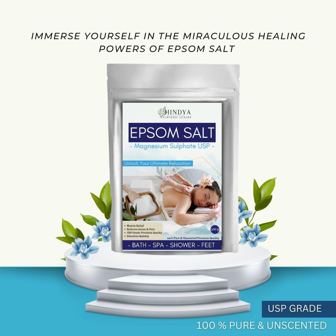 Epsom Salt 500g - Pure Magnesium Sulfate Bath Crystals for Muscle Relief & Pain Recovery | Soothes Aches, Foot Soak & Relaxation | Perfect for Post-Workout Recovery, Stress Relief & Spa Nights at Home