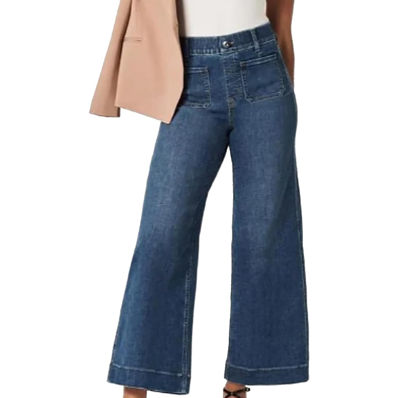 Asilion High Waisted Tummy Control Cropped Wide Leg Pants for Women - Comfortable Twill Fabric, Casual & Office Wear - Perfect for Work, Travel & Everyday Outfits