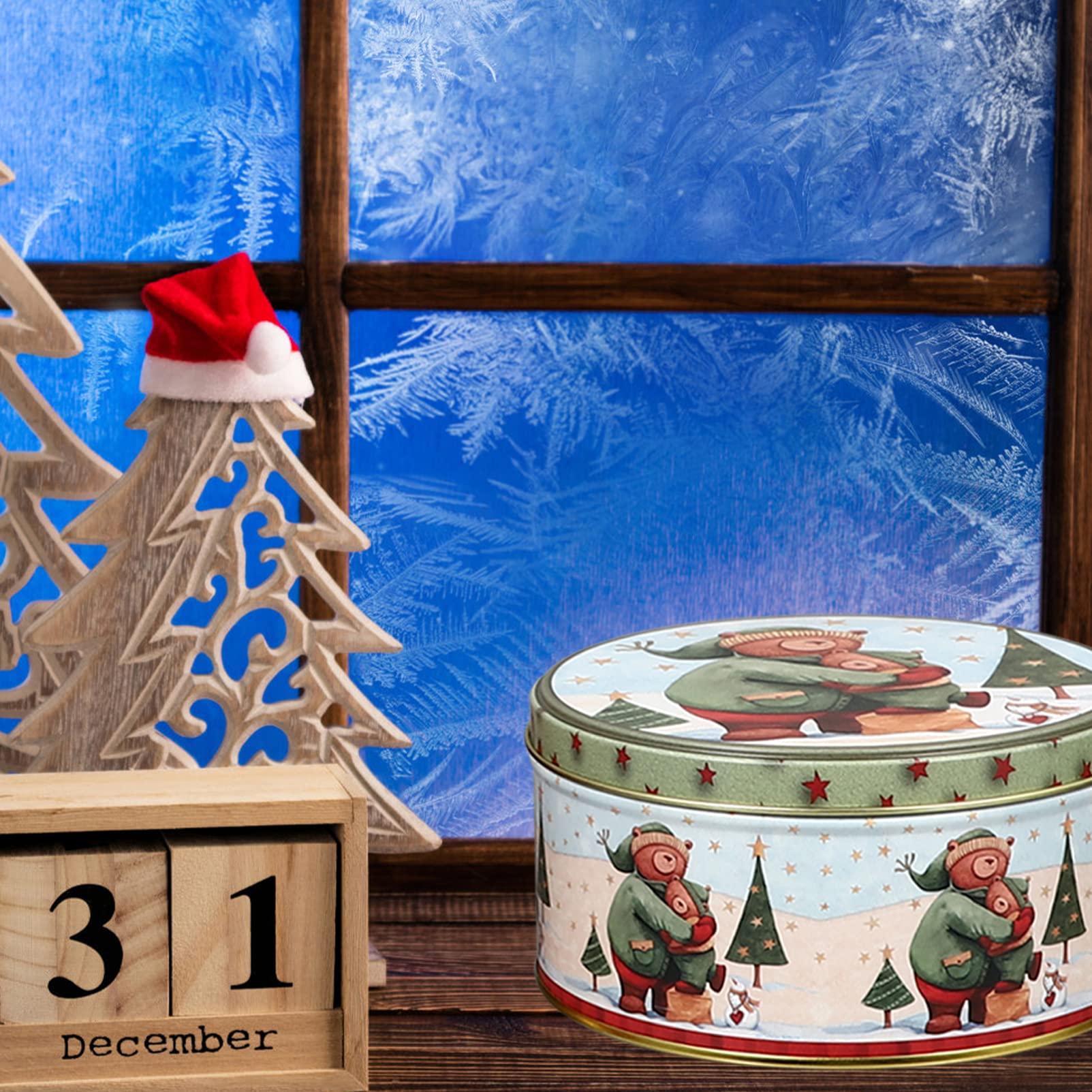 4 Pcs Christmas Cookie Tins with Lids - Holiday Gift Boxes for Candy & Party Supplies - Perfect for Xmas Gifting & Home Decor