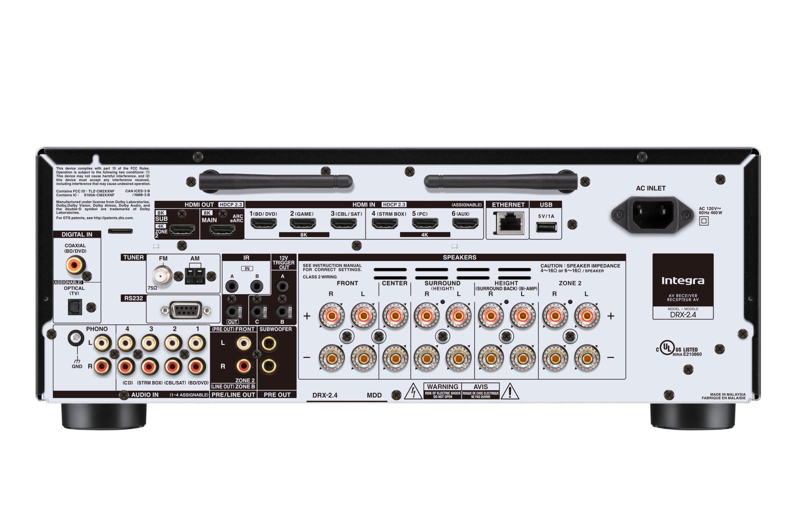 Integra DRX-2.4 7.2 Channel Network AV Receiver with Dolby Atmos - Open Box for Home Theater & Music Streaming