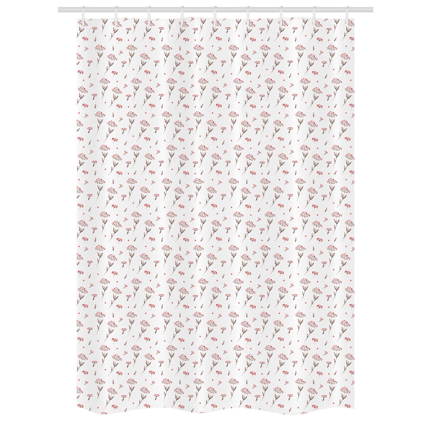 Ambesonne Floral Shower Curtain Set - Watercolor Winter Berries & Foliage Botanical Design, 54x78 Inches Bathroom Decor with Hooks, Vermilion & Brown - Perfect for Seasonal Home Decor & Cozy Winter Bathroom Makeover