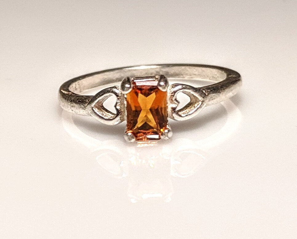 Natural Gemstone Sterling Silver Ring with Heart Accent - Citrine, Garnet, Peridot, Topaz, Amethyst Birthstone Jewelry | Perfect Gift for Her, Valentine's Day, Anniversary & Everyday Elegance