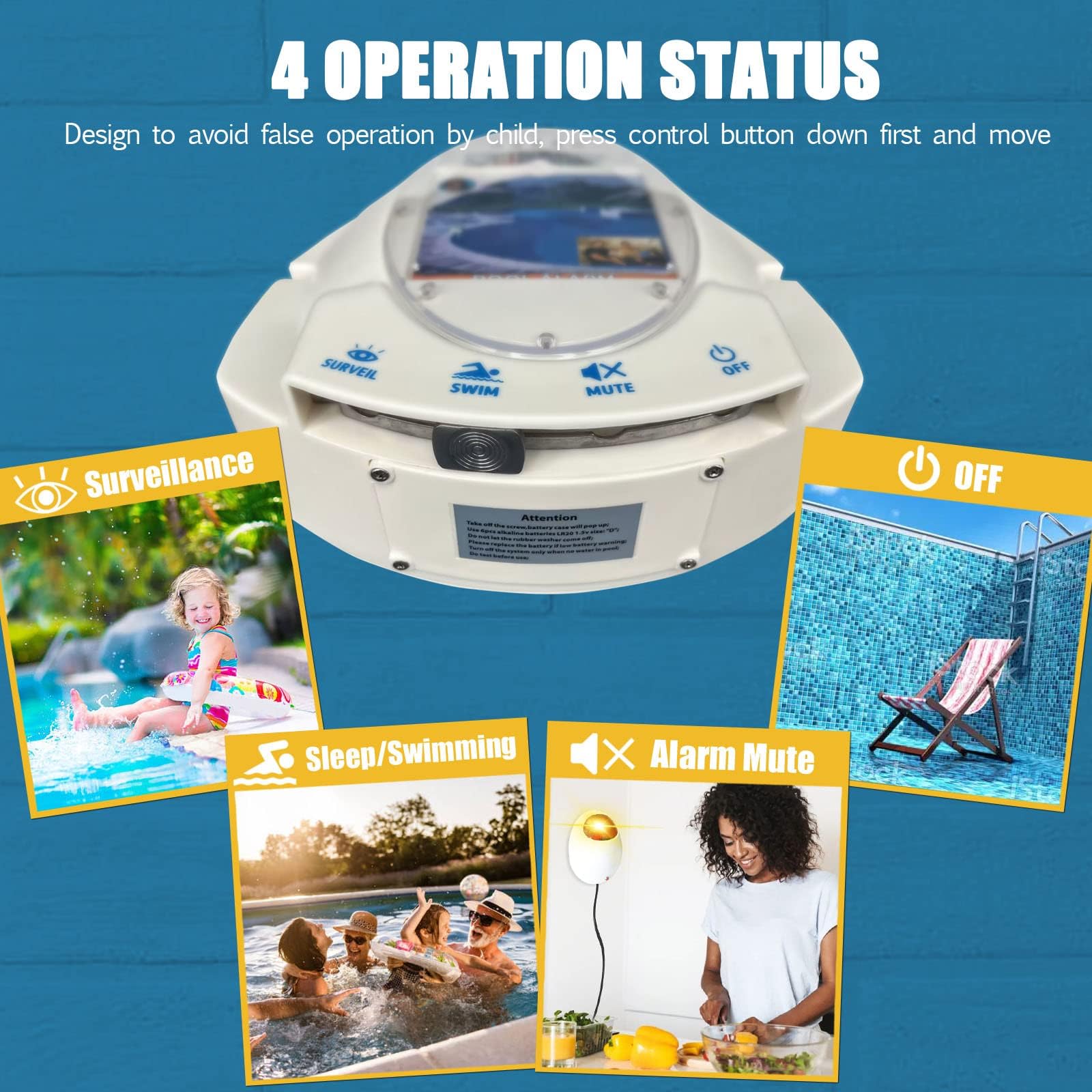 IC ICLOVER Pool Alarm with Remote Receiver - Wireless Swimming Pool Safety System for Kids, Toddlers & Pets | Immersion Drown Prevention Monitor | Works with Inground & Above Ground Pools | Ideal for Backyard, Vacation Homes & Family Pool Safety