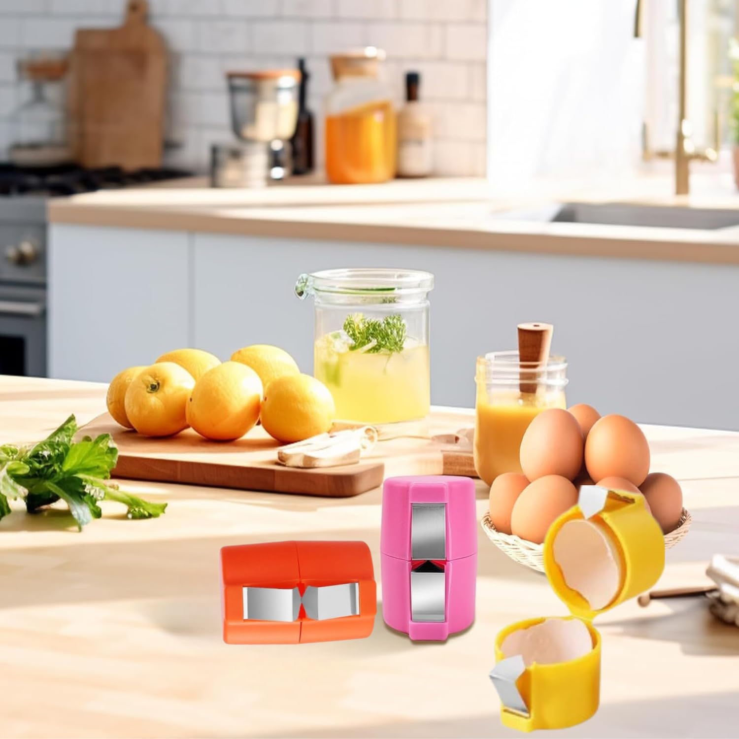 Premium Egg Topper & Shell Opener - 3-Piece Hard Boiled Egg Peeler Set with Crush Tool - Kitchen Gadget for Perfectly Sliced Eggs - Ideal for Salads, Deviled Eggs & Breakfast Meal Prep