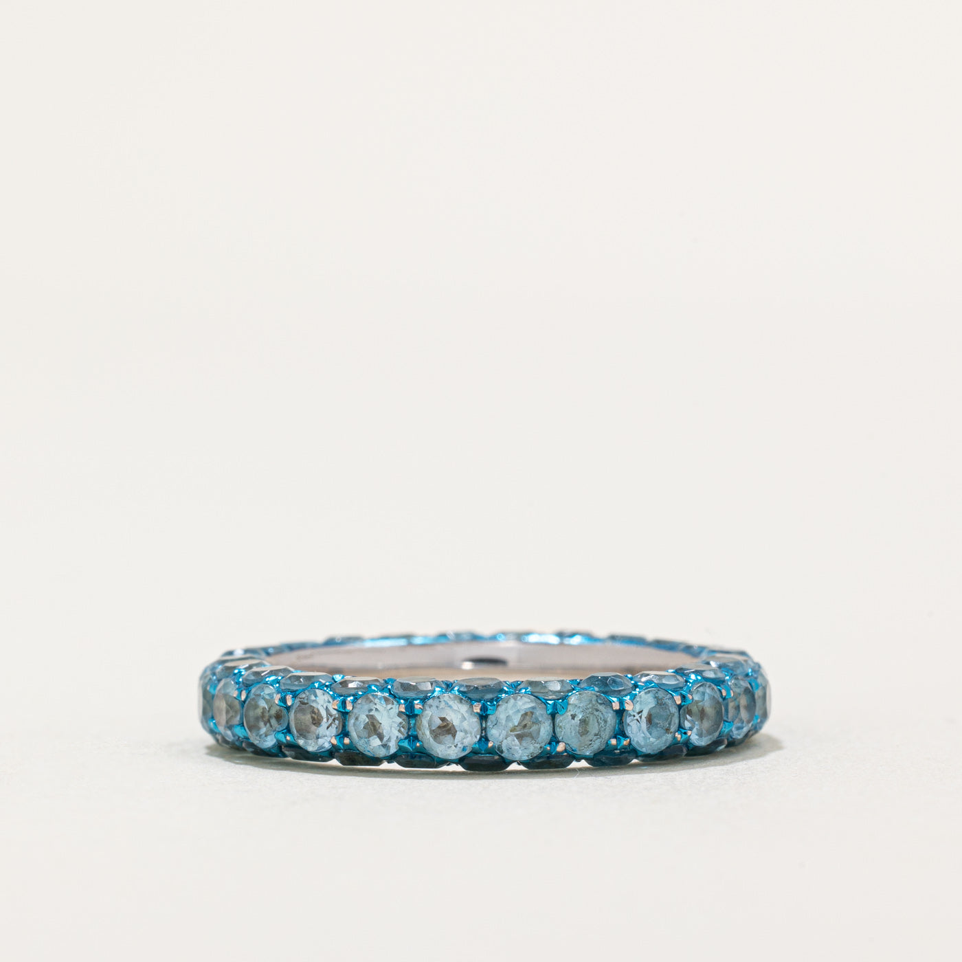 Round Cut Blue Topaz Eternity Ring | 4.80 Carat Total Weight | Size 7 | Wedding Band, Anniversary Gift, Bridal Jewelry, Promise Ring for Her
