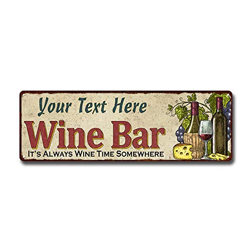 Personalized Wine Bar Sign - Rustic Metal Wall Art for Home, Kitchen & Cellar Decor - 8x24 Inch Matte Finish Tin Plaque - Perfect Gift for Wine Lovers & Housewarming (Great for Dining Rooms, Bars & Entertaining Spaces)