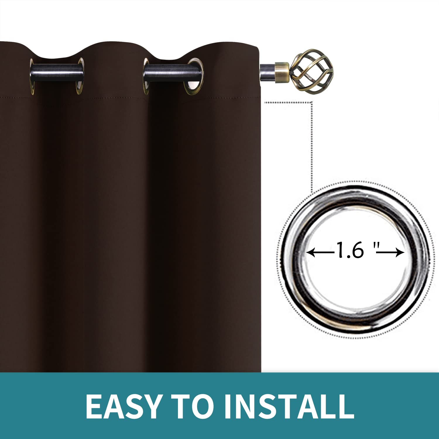 BGment Blackout Curtains for Sliding Glass Doors - 120 Inch Extra Long Room Darkening Curtains for Living Room, Bedroom & Office - Thermal Insulated Privacy Drapes for Doorways & Windows - Brown (1 Panel, 100