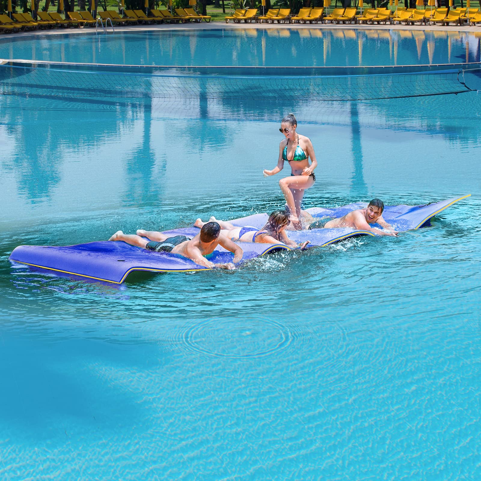GLACER Floating Water Mat - Extra Large Tear-Resistant XPE Foam Swim Pad for Pool, Lake & Beach - Portable Roll-Up Design for Relaxing, Sunbathing & Water Recreation - Perfect for Family Fun, Vacation & Summer Activities