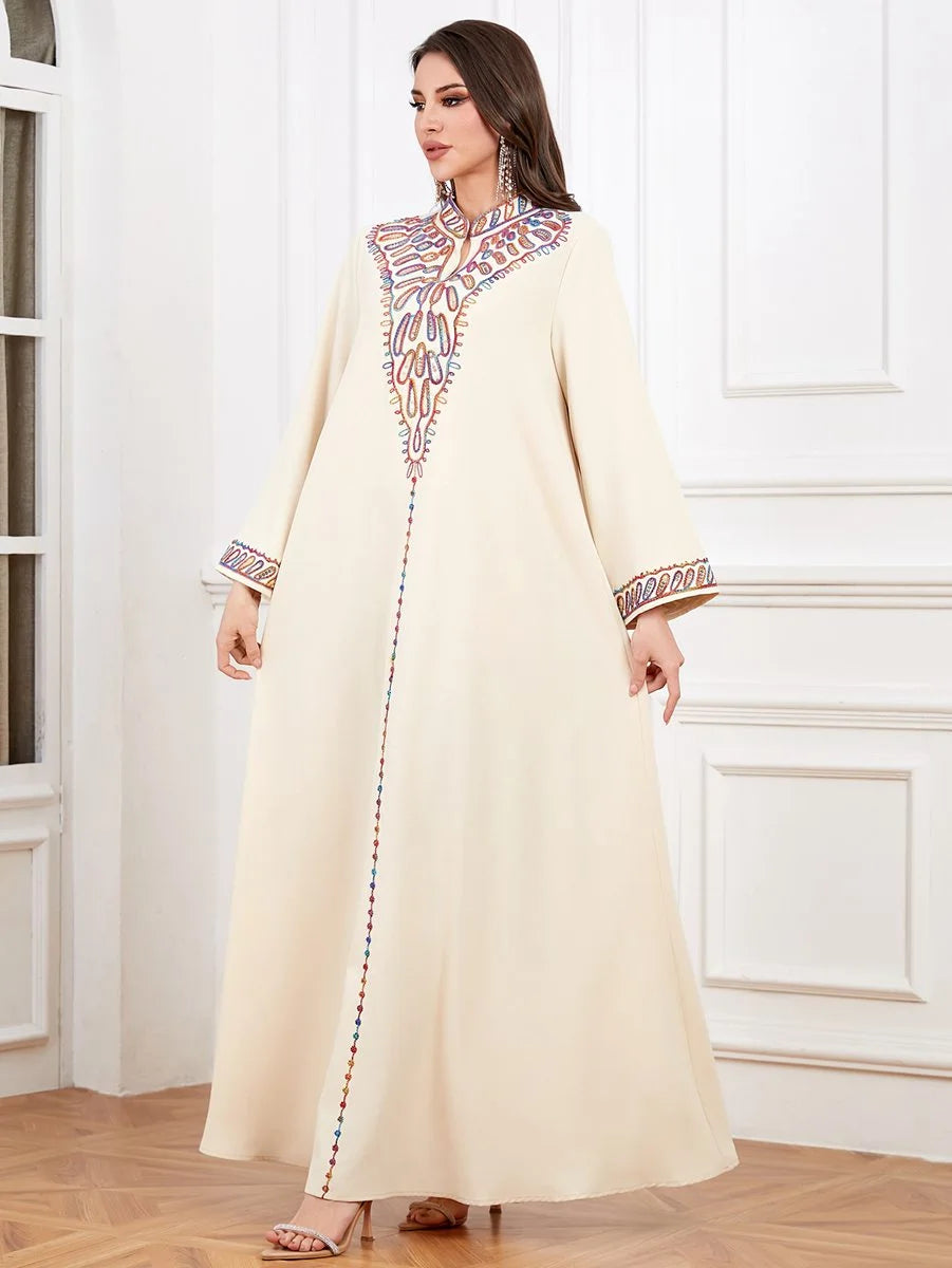 Elegant Eid Dress for Women - Embroidered Mukhawar Caftan Kaftan Dress #254342 | Perfect for Eid Celebrations, Weddings & Special Occasions