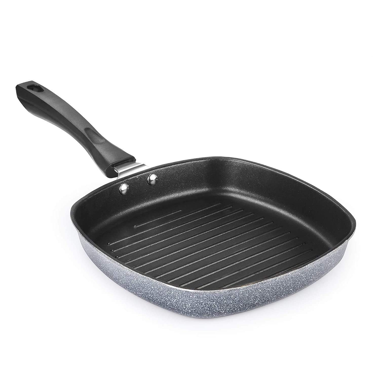 Non-Stick Aluminum Pancake Grill Pan - Sandwich Maker, Uttapam Pan, Chilla Pan, Toast Pan for Grilled Snacks - Large Multipurpose Kadai (Grey) - Made in India - Perfect for Breakfast, Snacks & Indian Cooking