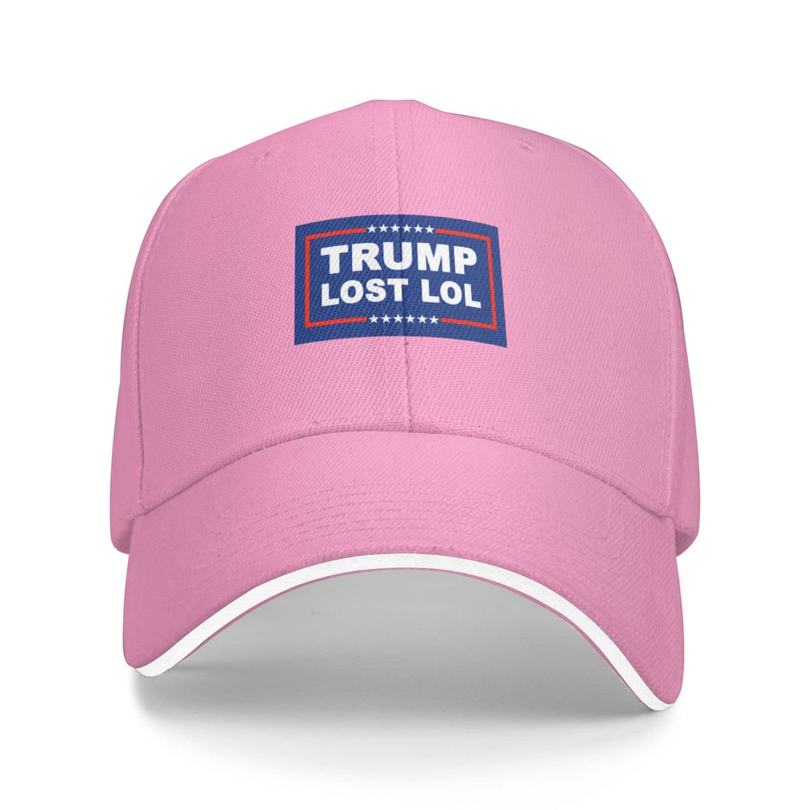 Trump Lost LOL Men's Baseball Cap - Adjustable Winter Dad Trucker Sandwich Cowboy Hat in Pink | Funny Political Novelty Hat for Gag Gifts, Costume Parties & Everyday Wear