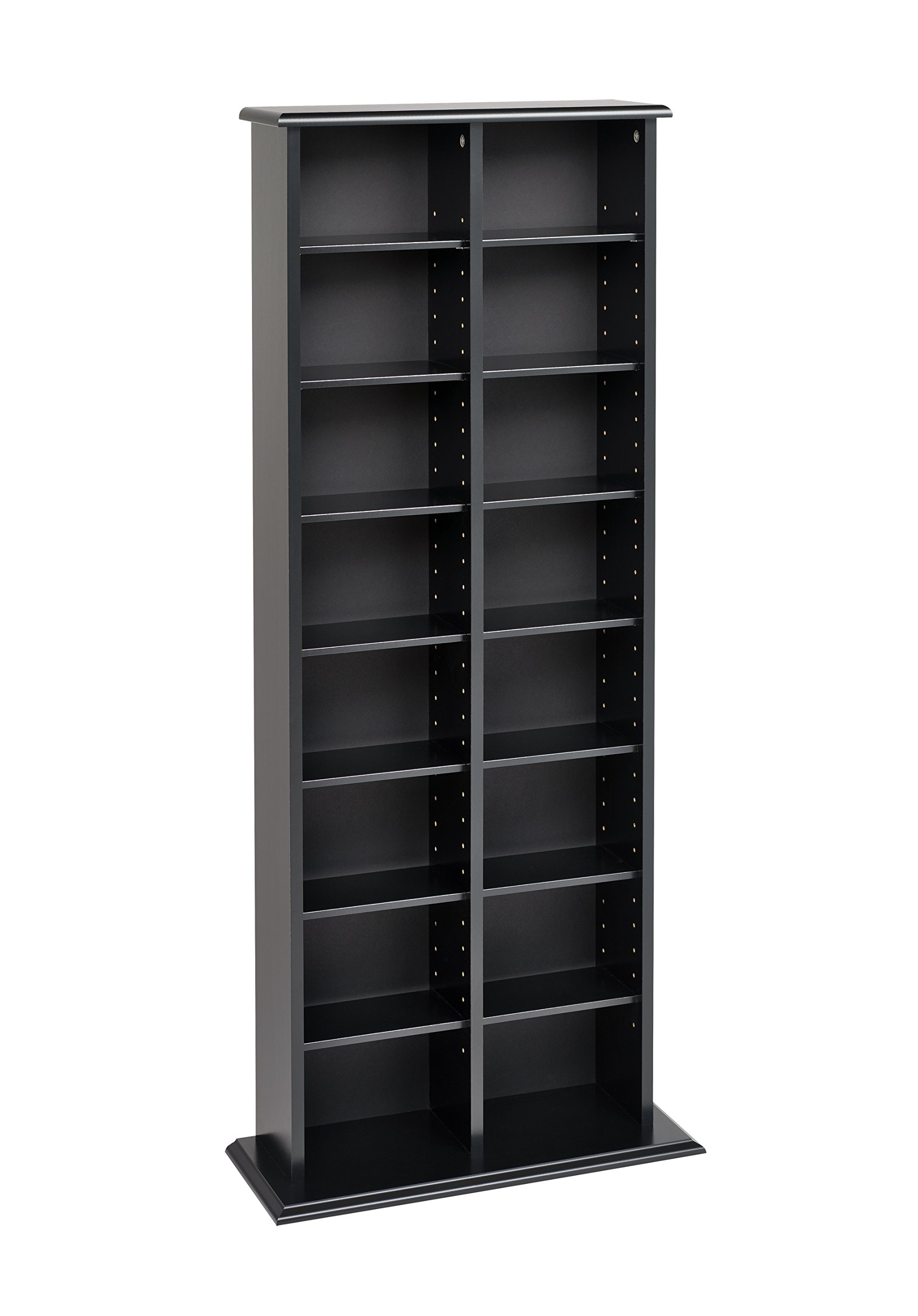 Prepac Triple Width Wall Storage Cabinet - Black Double Media Tower for DVD, CD & Game Storage | Space-Saving Organizer for Living Room, Bedroom & Home Office