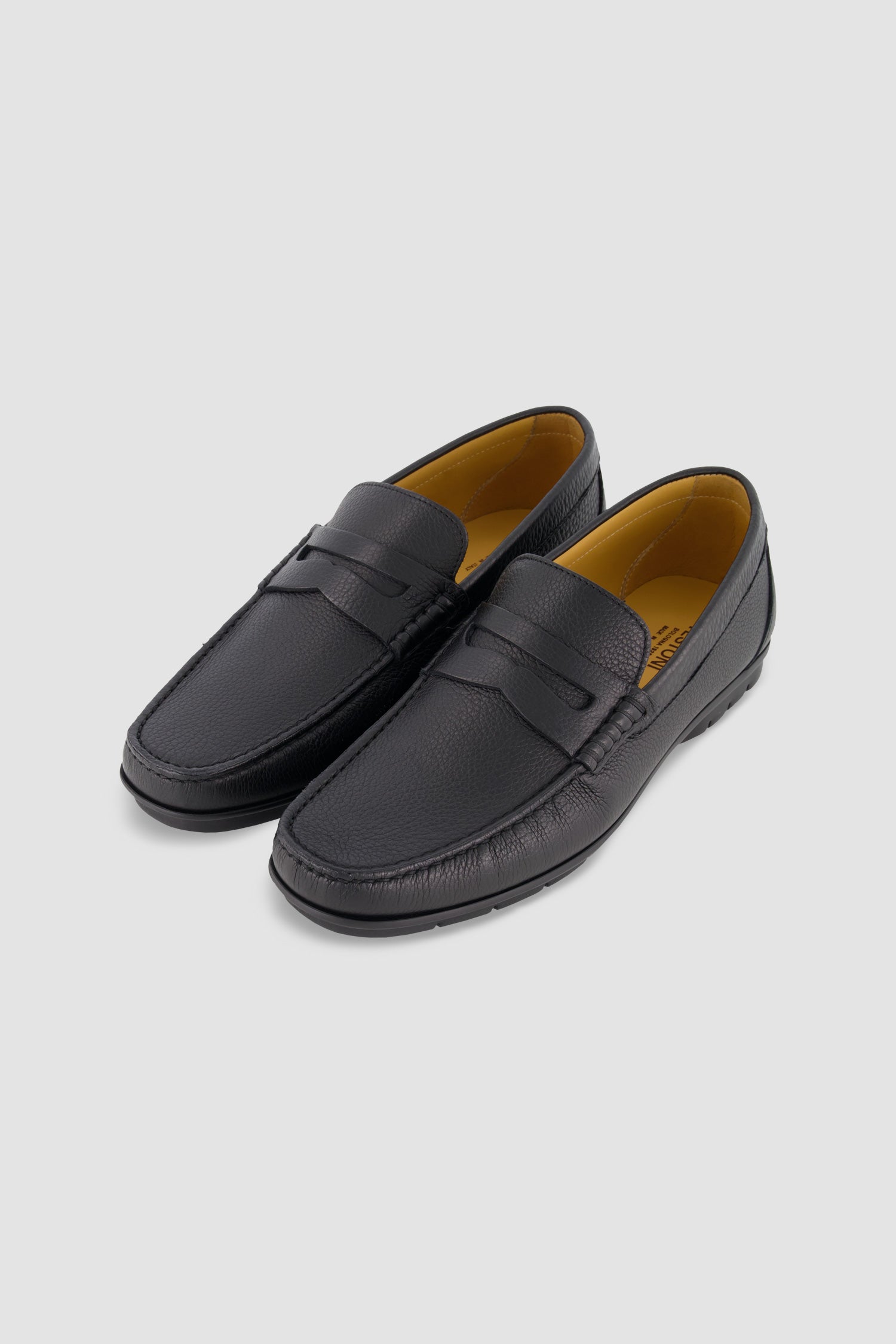 Testoni Black Hemp Grain Calf Leather Gargano Moccasins for Men | Premium Italian Loafers | Perfect for Business Casual & Formal Occasions