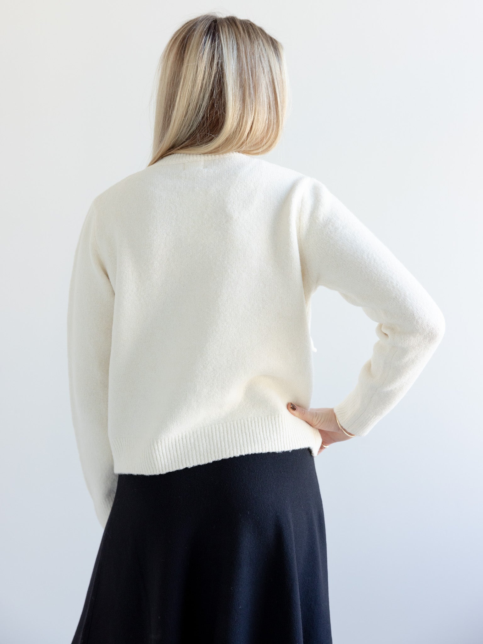 Annie Ivory Bow Cardigan - Elegant Knit Sweater for Women | Perfect for Office, Dates & Casual Outfits