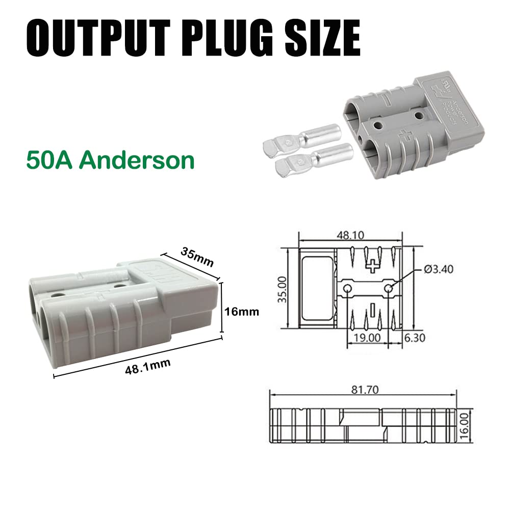 58.4V 15A LiFePO4 Battery Charger with 50A Anderson Connector - Smart Charger for 16S 48V LiFePO4 Battery Pack - Auto-Stop & Full Charge Protection - Perfect for Golf Carts, Solar Systems & Electric Vehicles