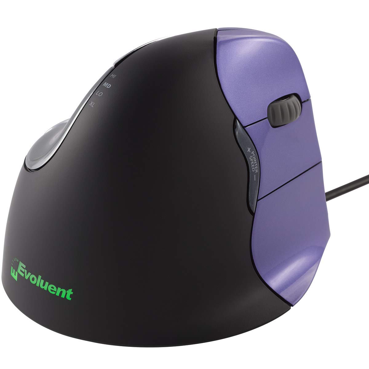 Evoluent VM4S Vertical Mouse for Right Hand – Ergonomic USB Wired Mouse to Reduce Carpal Tunnel, Adjustable DPI & Programmable Buttons | Comfortable Vertical Design for Office Work, Gaming & Long Computer Use