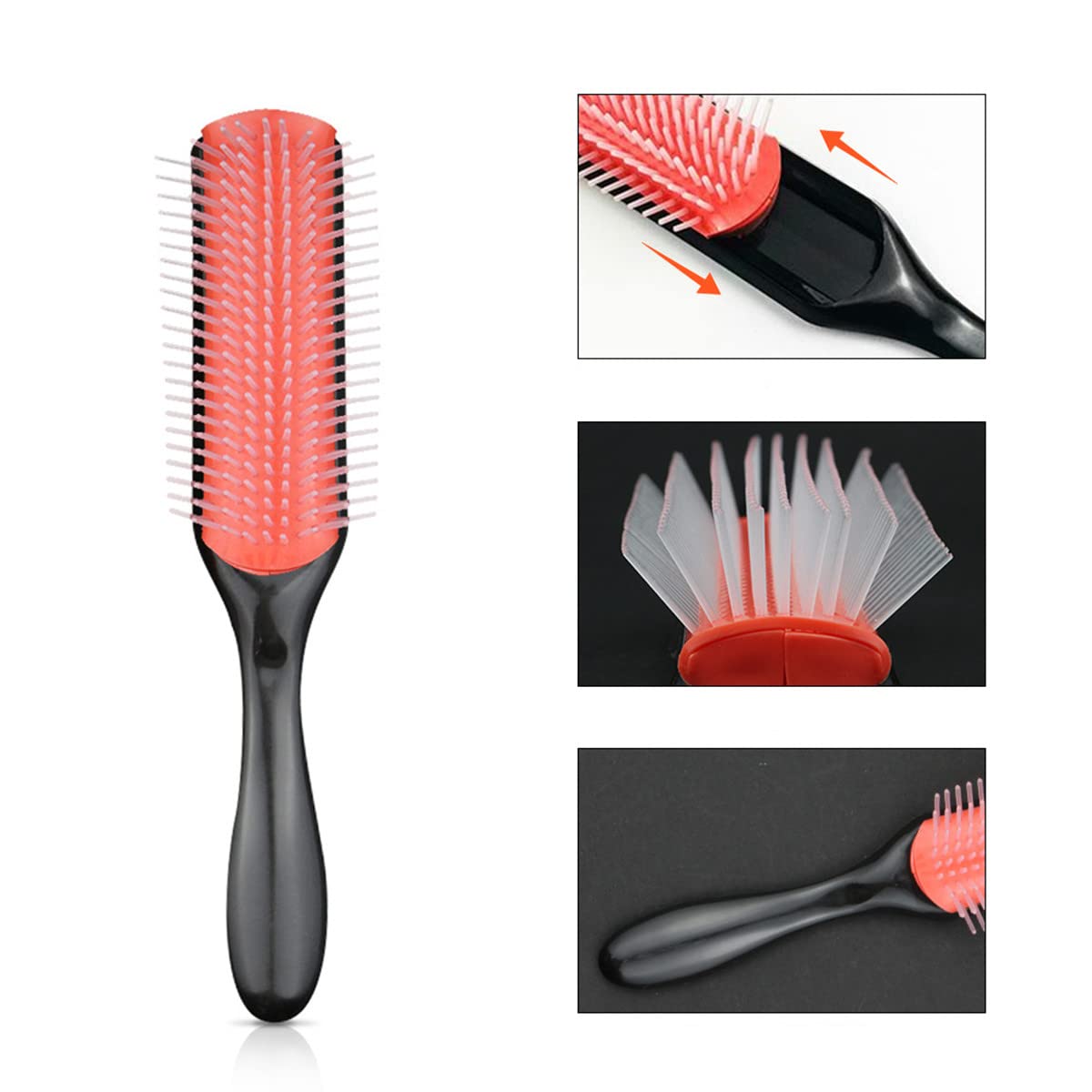 2 Pack 9-Row Nylon Hair Brushes with Cushion Bristles - Professional Massage Styling Brush for Salon & Home Use - Perfect for Detangling, Smoothing & Volumizing Hair