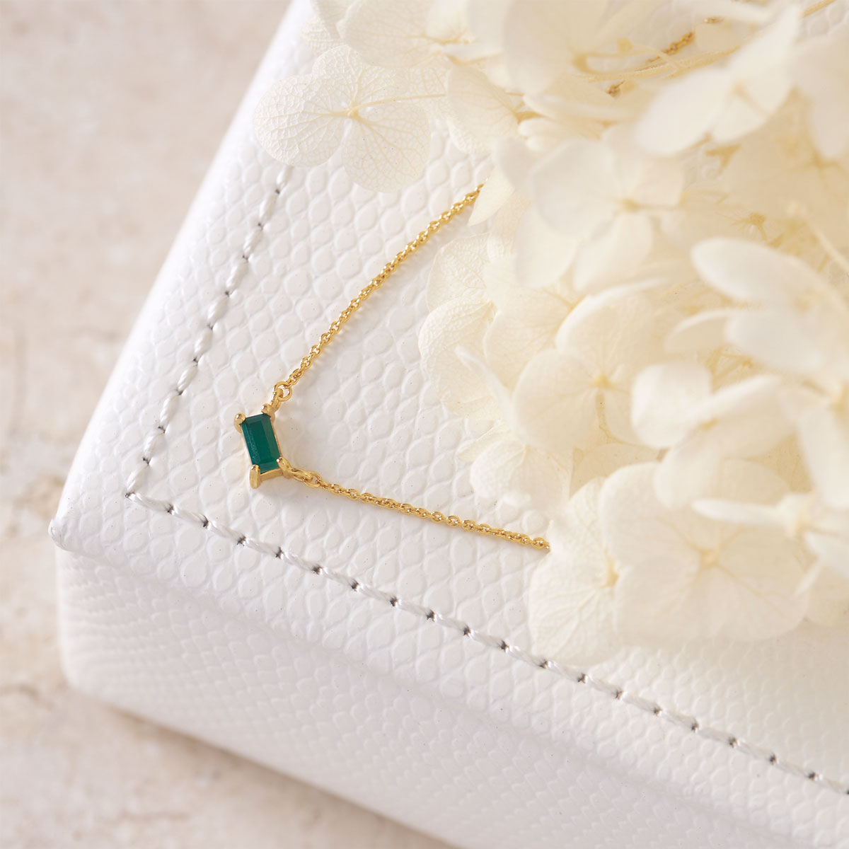 Luxury Green Onyx Baguette Necklace in 14K Gold - Elegant Statement Jewelry for Women, Perfect for Weddings, Parties & Special Occasions