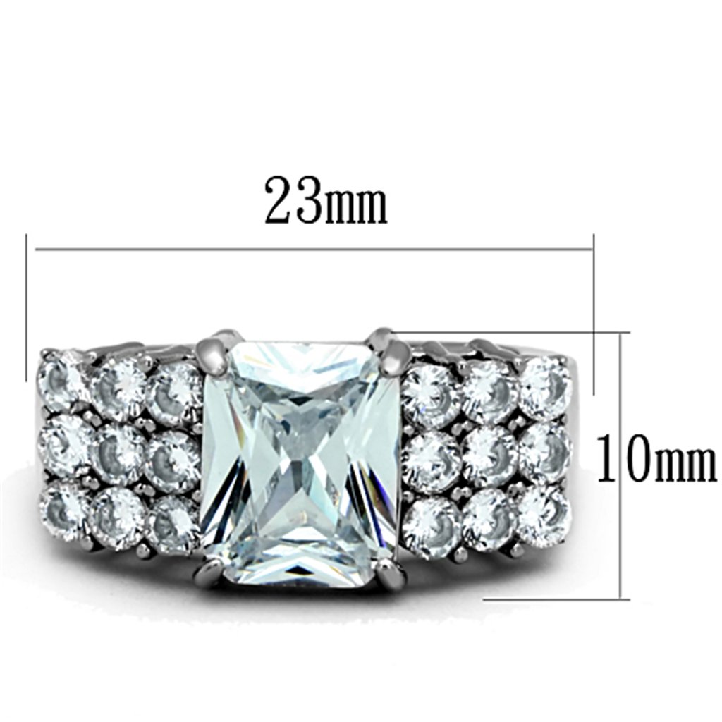 Marimor 316 Stainless Steel Women's Engagement Ring - 4.57ct Radiant Cut Cubic Zirconia Wedding Band for Her, Perfect for Proposals, Anniversaries & Special Occasions