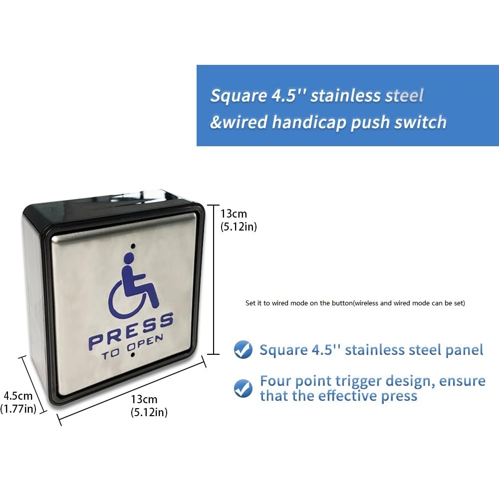 Olideauto ADA Compliant Stainless Steel Push Button Door Switch - 4.5