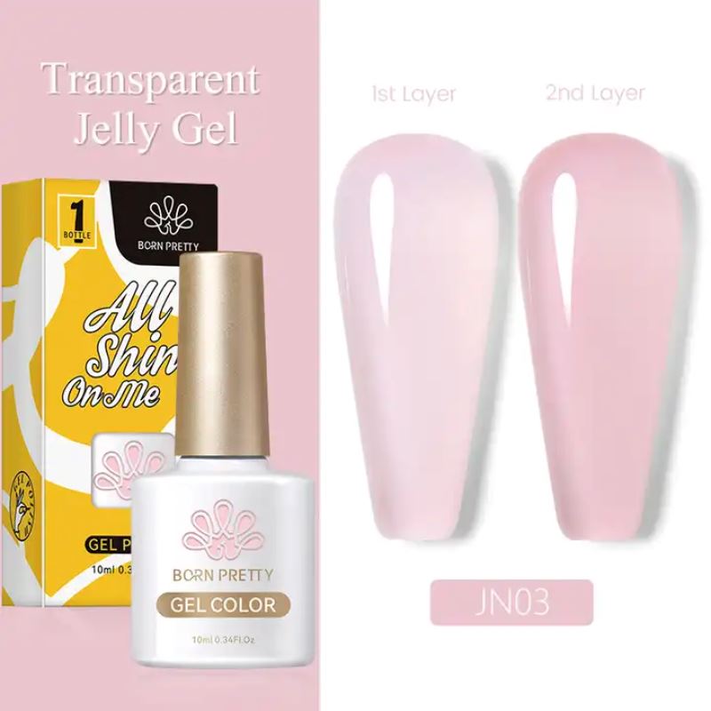 Born Pretty Jelly Nude Gel Polish - Long Lasting Soak Off UV LED Nail Polish for Salon & Home Manicure - Perfect for Weddings, Parties & Everyday Wear
