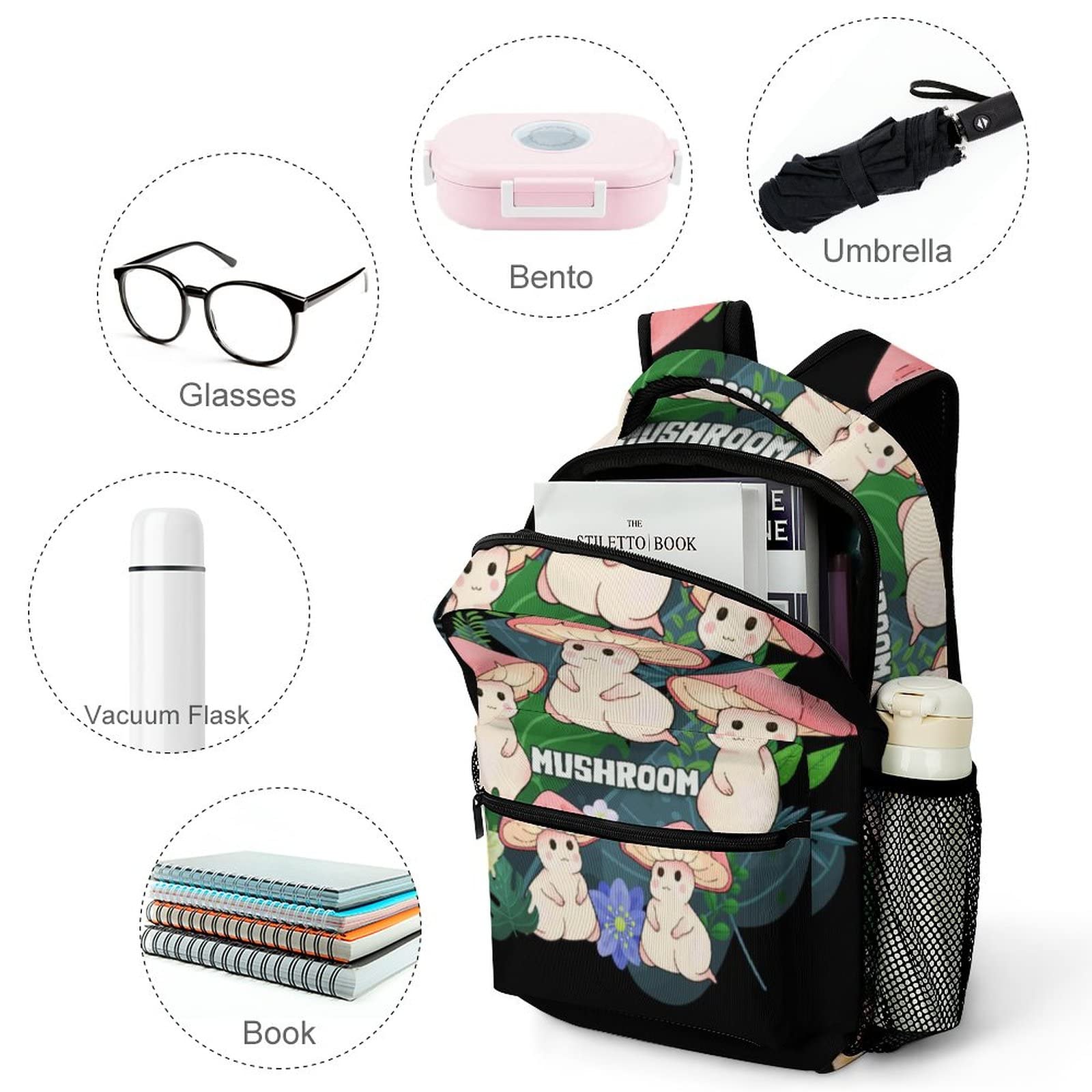 Aparajita Plants Mushroom Print School Backpack - Stylish Laptop Backpack for Men, Women & Teens - Durable Travel Backpack for Students, Work & Daily Use