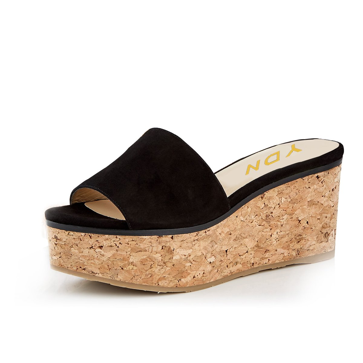 YDN Women's Comfortable Peep Toe Platform Sandals - Slip On Cork Wedge High Heel Mules for Beach, Casual Outfits & Summer Walking