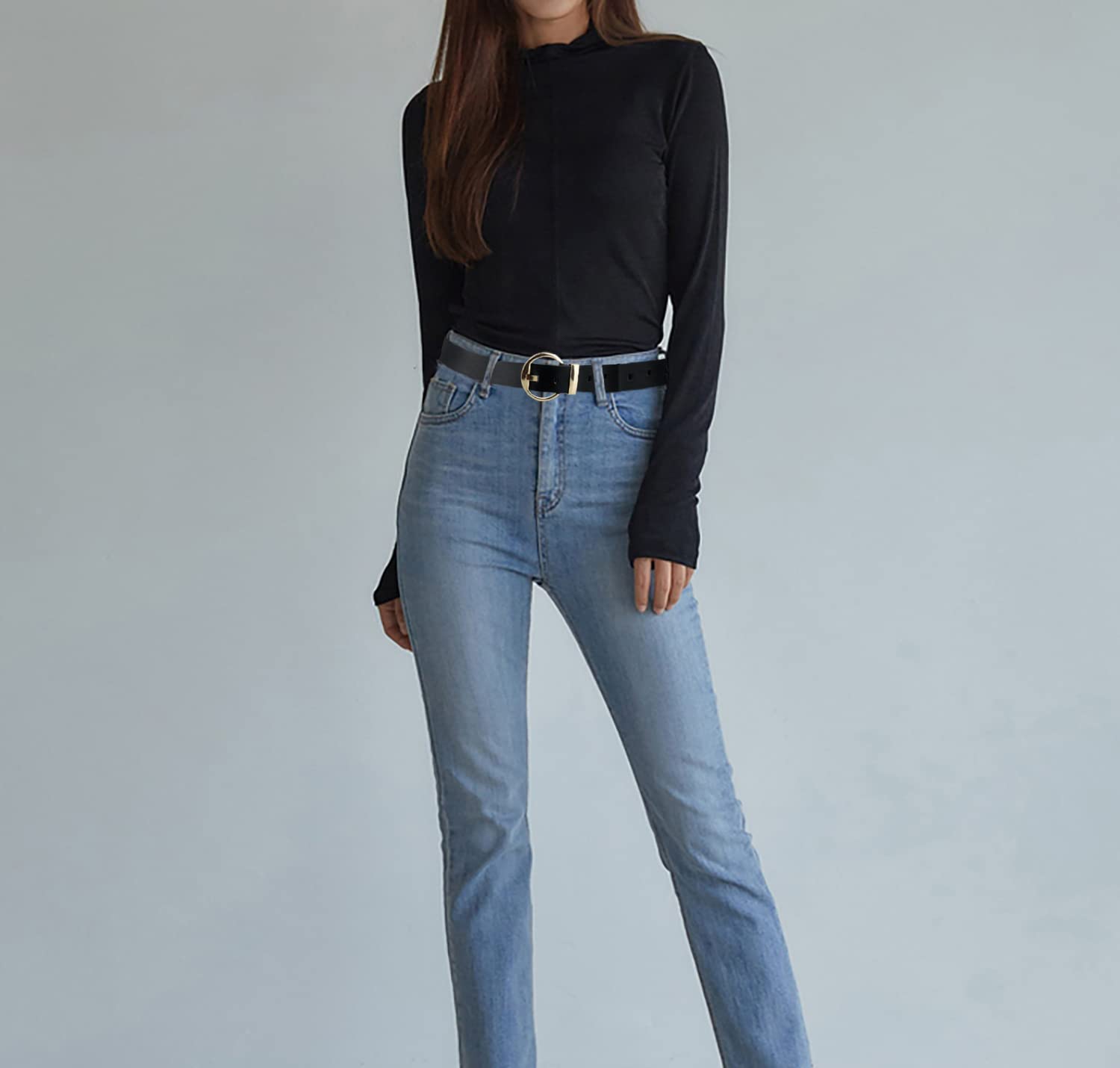 Stylish Women's Leather Belts with Gold Buckle - Fashion Waist Belts for Dresses & Jeans - Perfect for Office, Casual Wear & Special Occasions