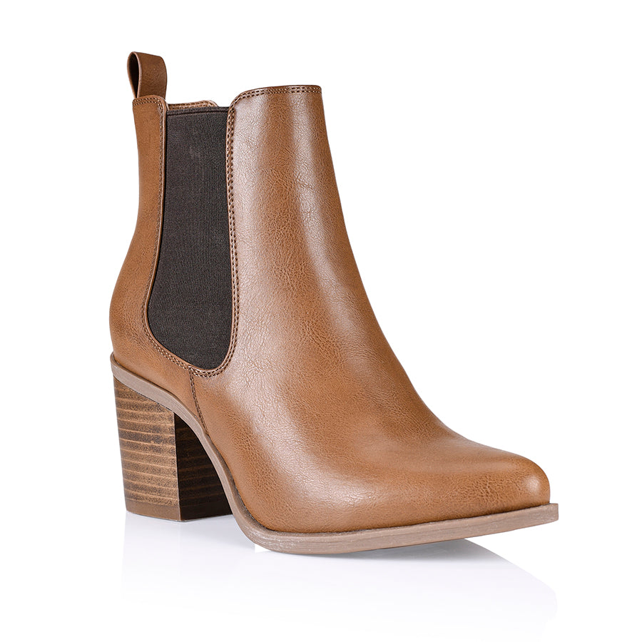 Samantha Women's Chelsea Boots in Tan Softee Leather - Comfortable & Stylish Ankle Boots for Casual Wear, Office, and Fall Fashion