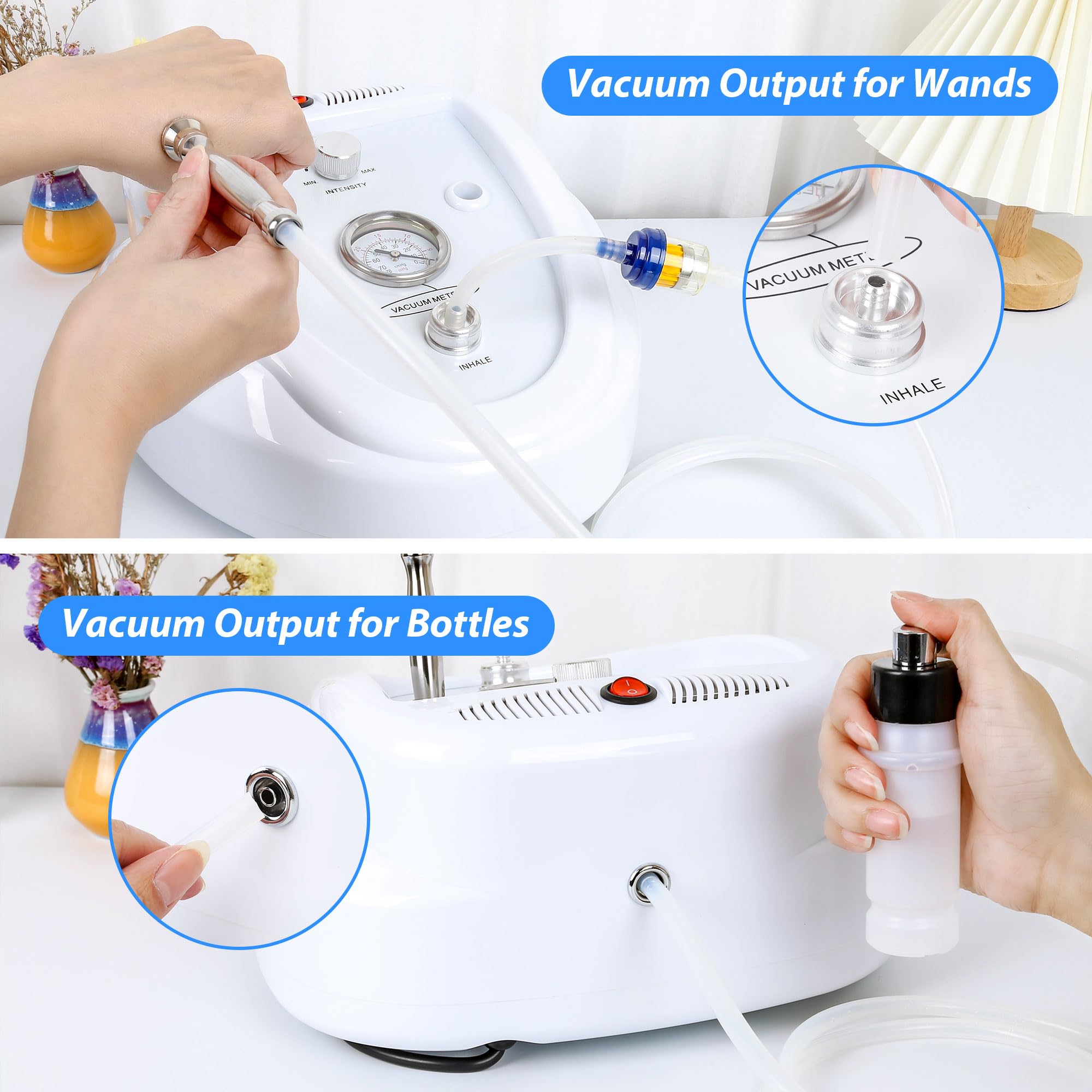Professional Diamond Microdermabrasion Machine for Face - Kendal Dermabrasion Device with Vacuum Blackhead Removal & Hydrating Spray - Esthetician Supplies & Home Skin Care - Perfect for Acne Treatment, Anti-Aging & Glowing Skin