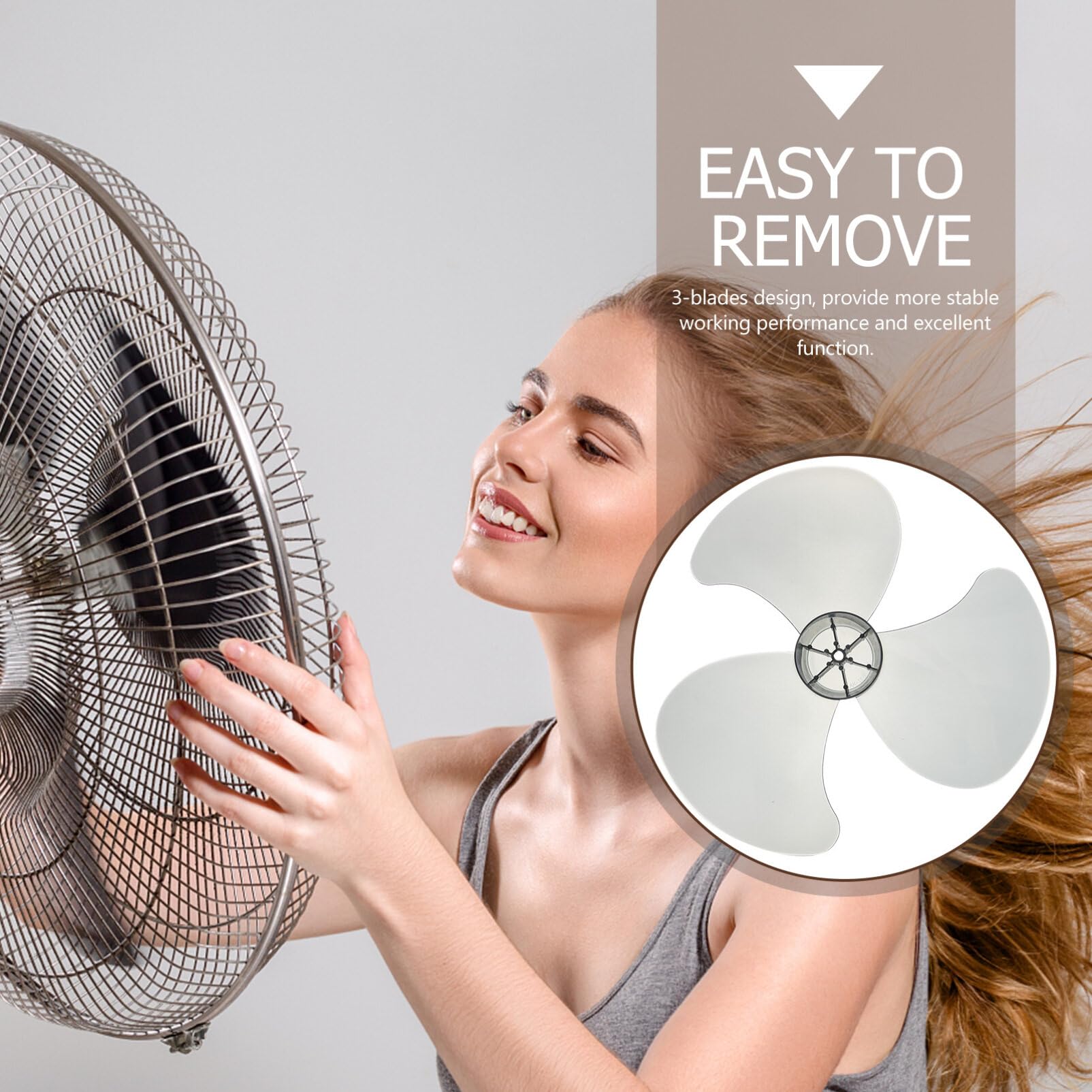 DOITOOL 16 Inch Universal Plastic 3-Blade Fan Replacement Set with Nut Cover - Compatible with Table, Standing & Pedestal Fans - Perfect for Home, Office & Outdoor Cooling