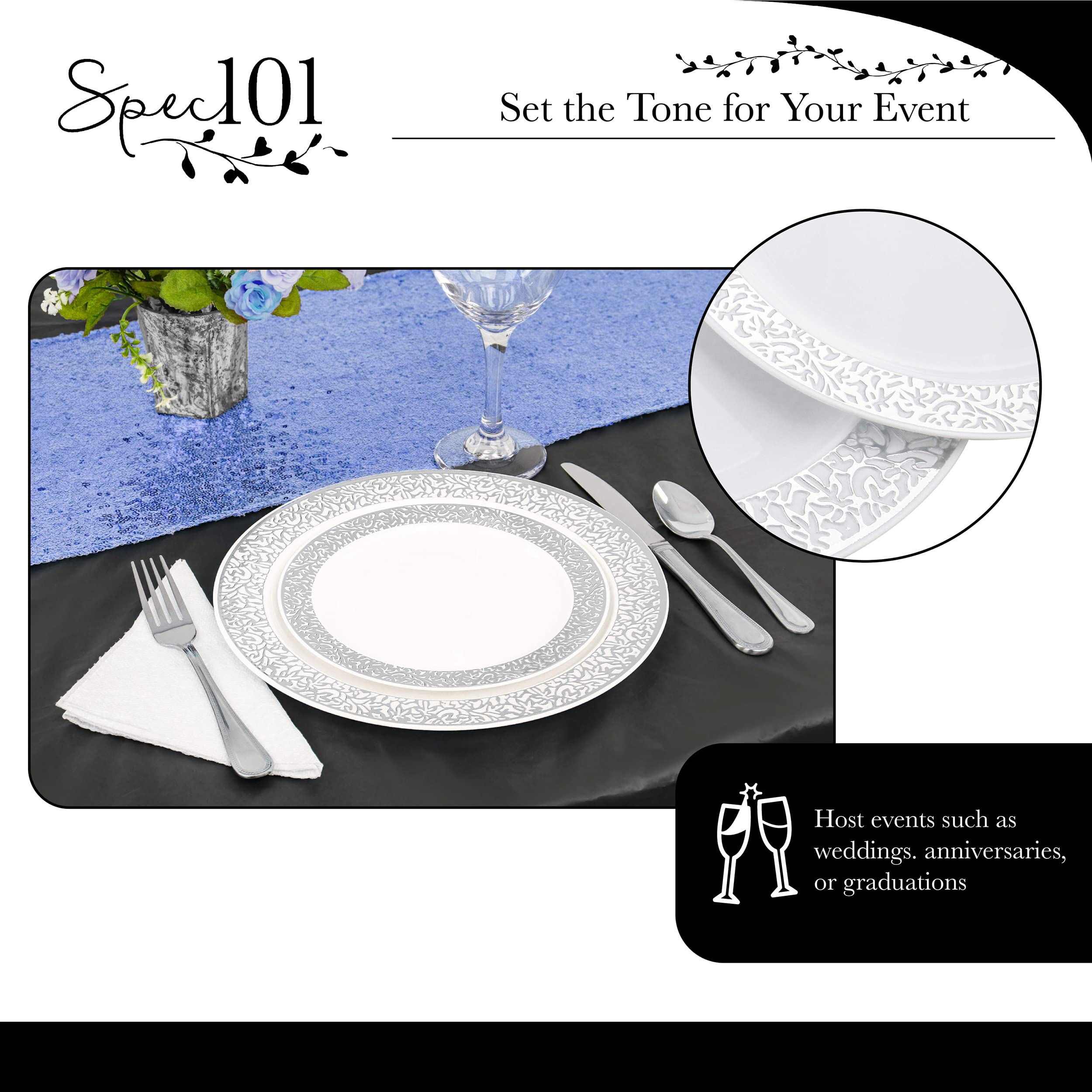 102-Piece Disposable Plastic Plates Set - 7.5