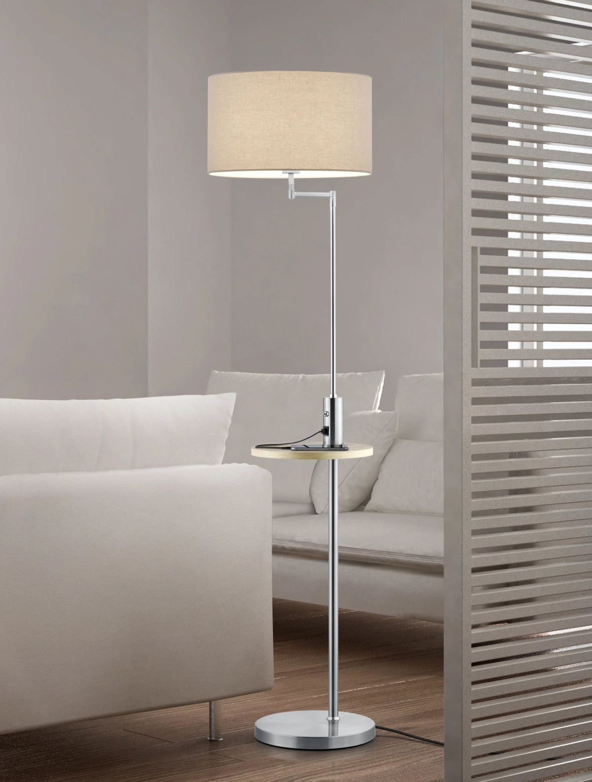 Claas Classic Floor Lamp in Nickel/Black - Modern Adjustable Standing Light for Living Room, Bedroom & Office