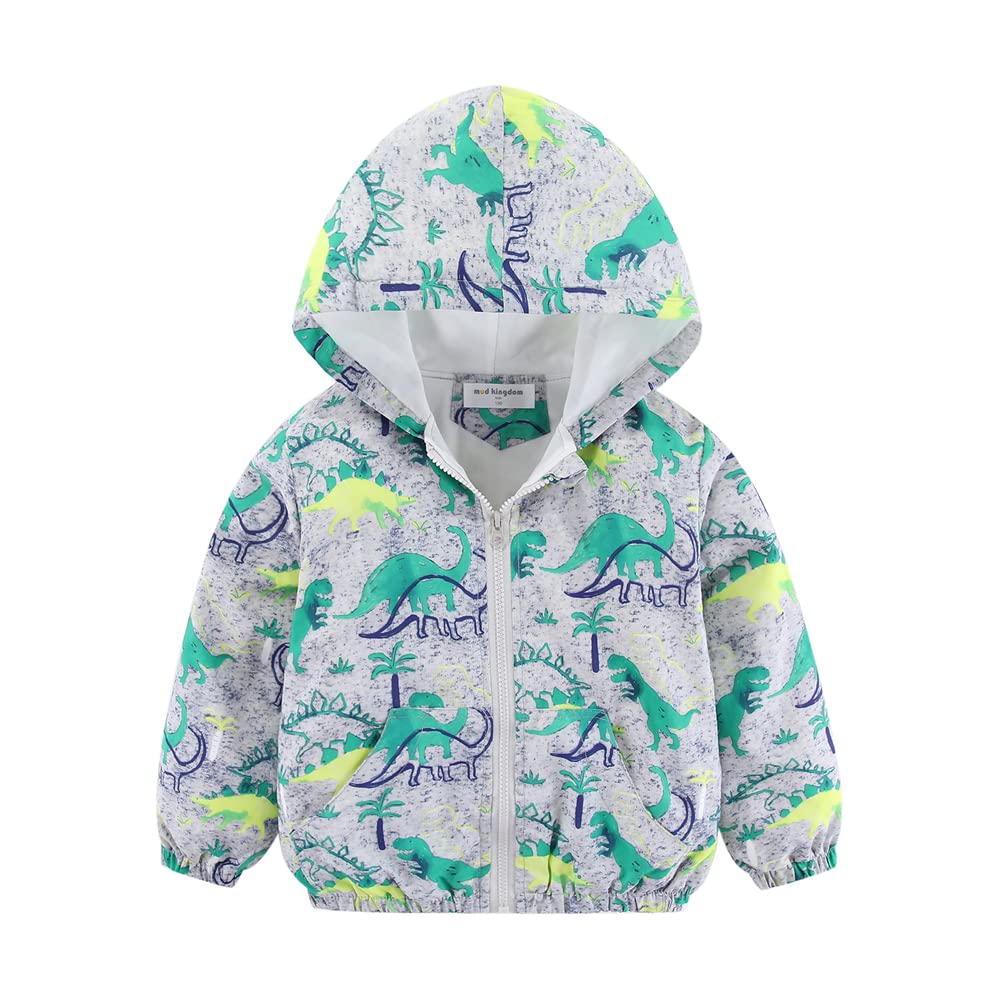 Mud Kingdom Boys Hooded Jacket - Lightweight Zip Up Jacket for Fall & Spring - Water-Resistant Outerwear for Kids Outdoor Play, School & Daily Wear