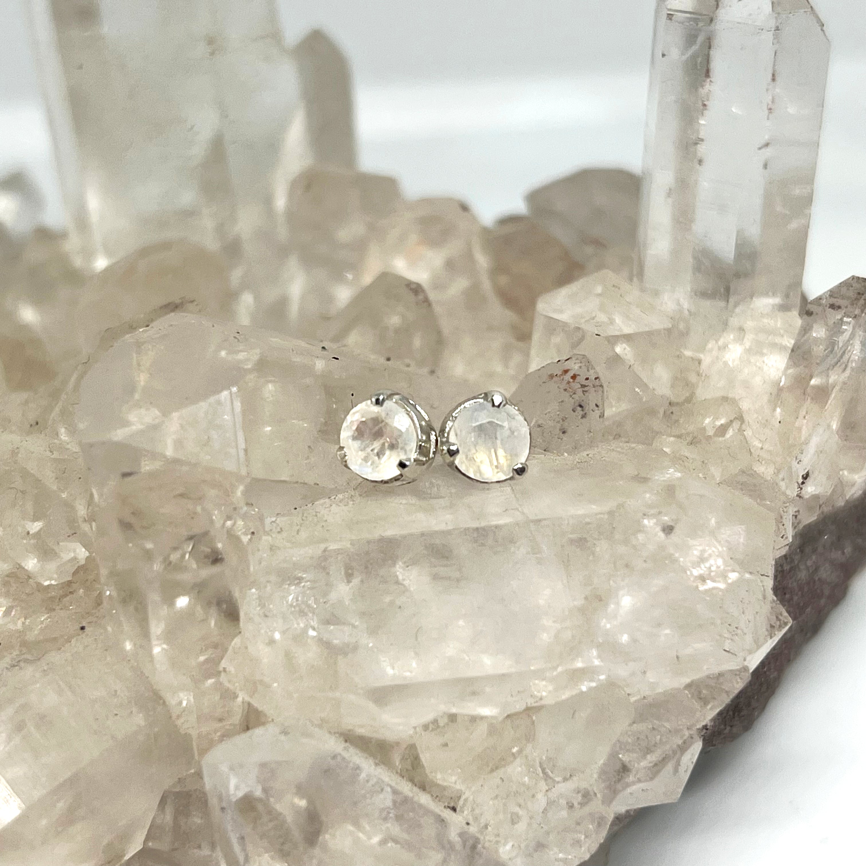 5mm Round Faceted Gemstone Stud Earrings - 3 Prong Set (PSE005) | Elegant & Durable for Daily Wear, Parties & Gifts