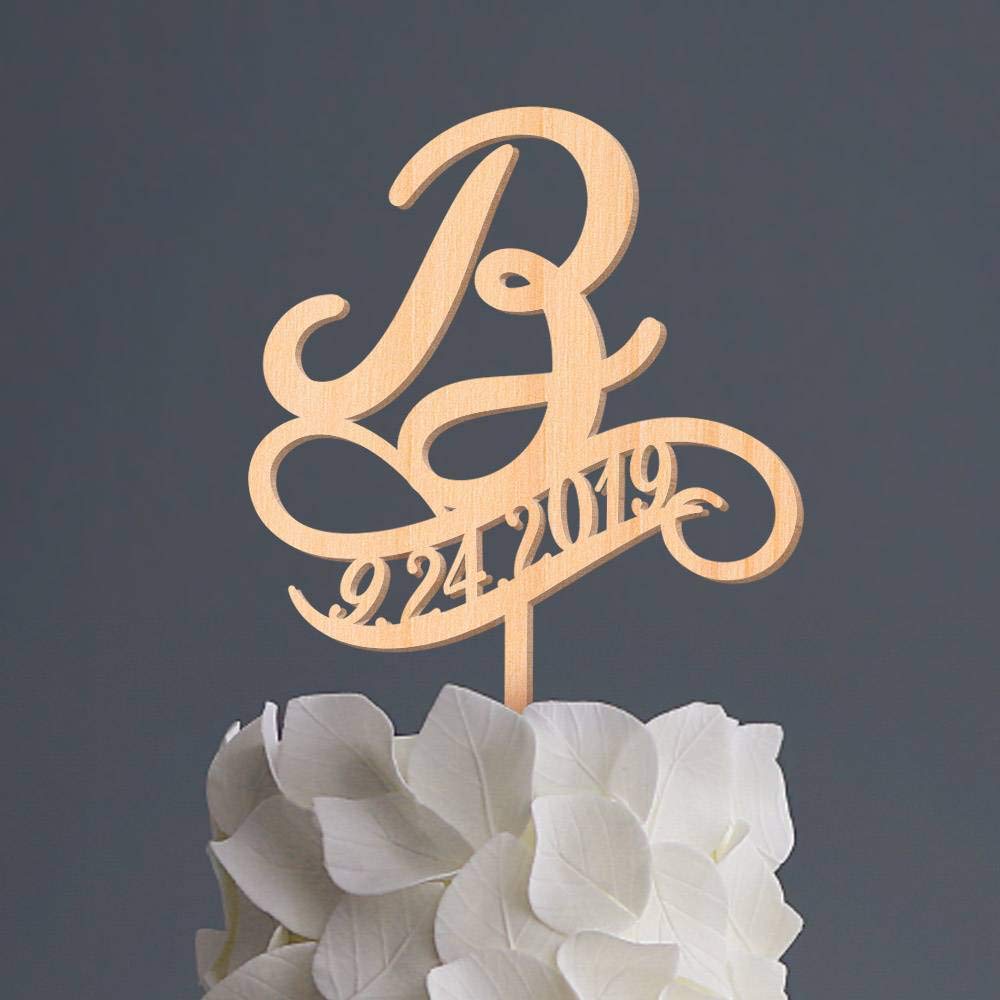 Personalized Wooden Birthday Cake Topper with Initials - Custom Cake Decorations for Parties, Wedding & Anniversary - Unique Cake Topper Gift for Women & Men - Perfect for Birthday Cakes, Cupcakes & Dessert Displays