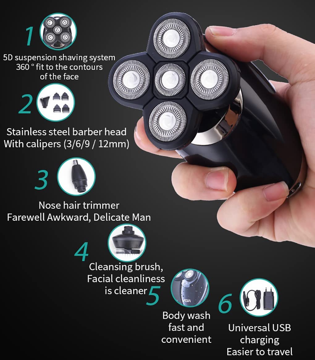 4-in-1 Rechargeable Electric Razor for Men - Wet/Dry USB Beard Trimmer & Hair Clipper Kit | Perfect for Travel, Gym & Daily Grooming Routine