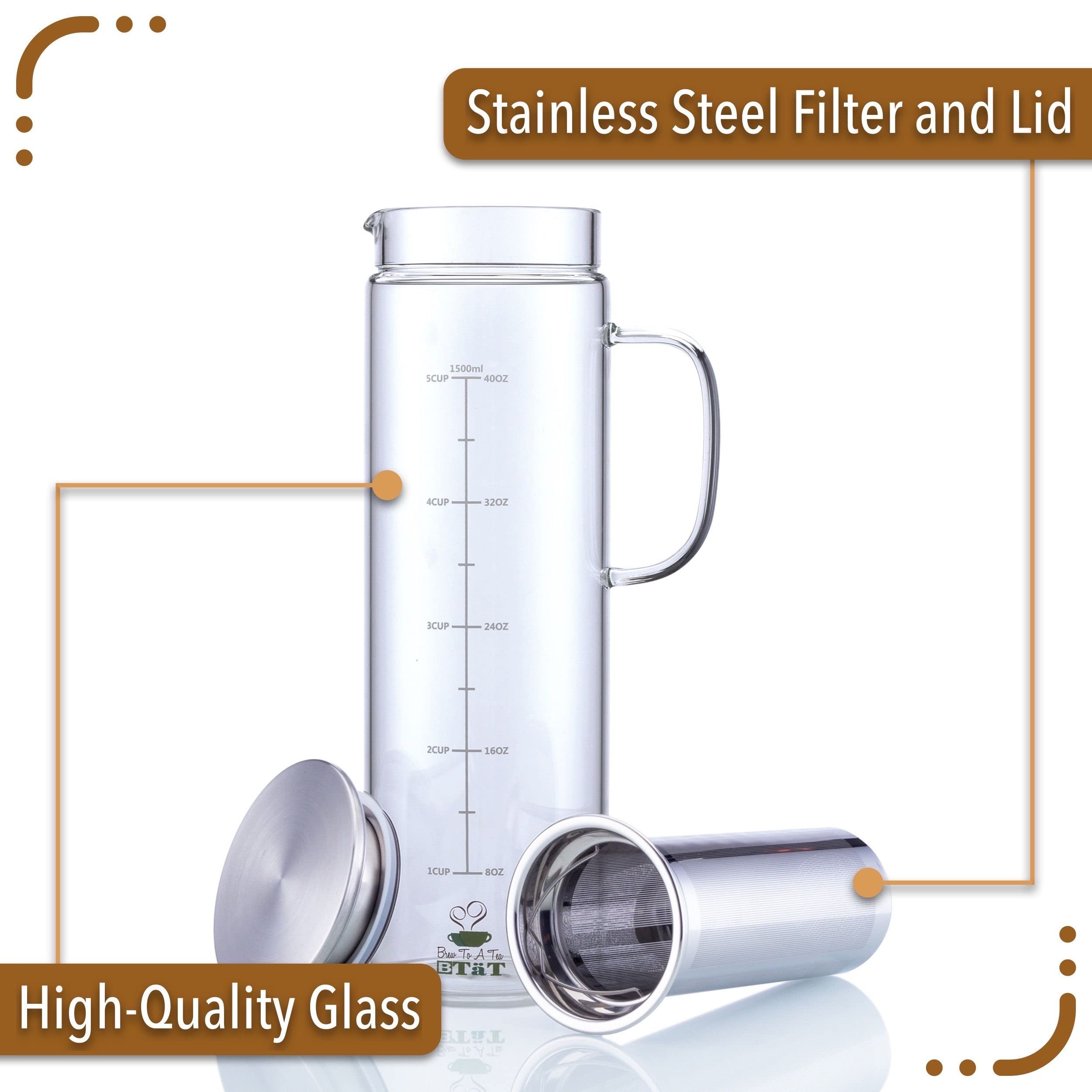 BTaT Cold Brew Coffee Maker 1.5 Quart - Iced Coffee & Tea Pitcher for Home & Office