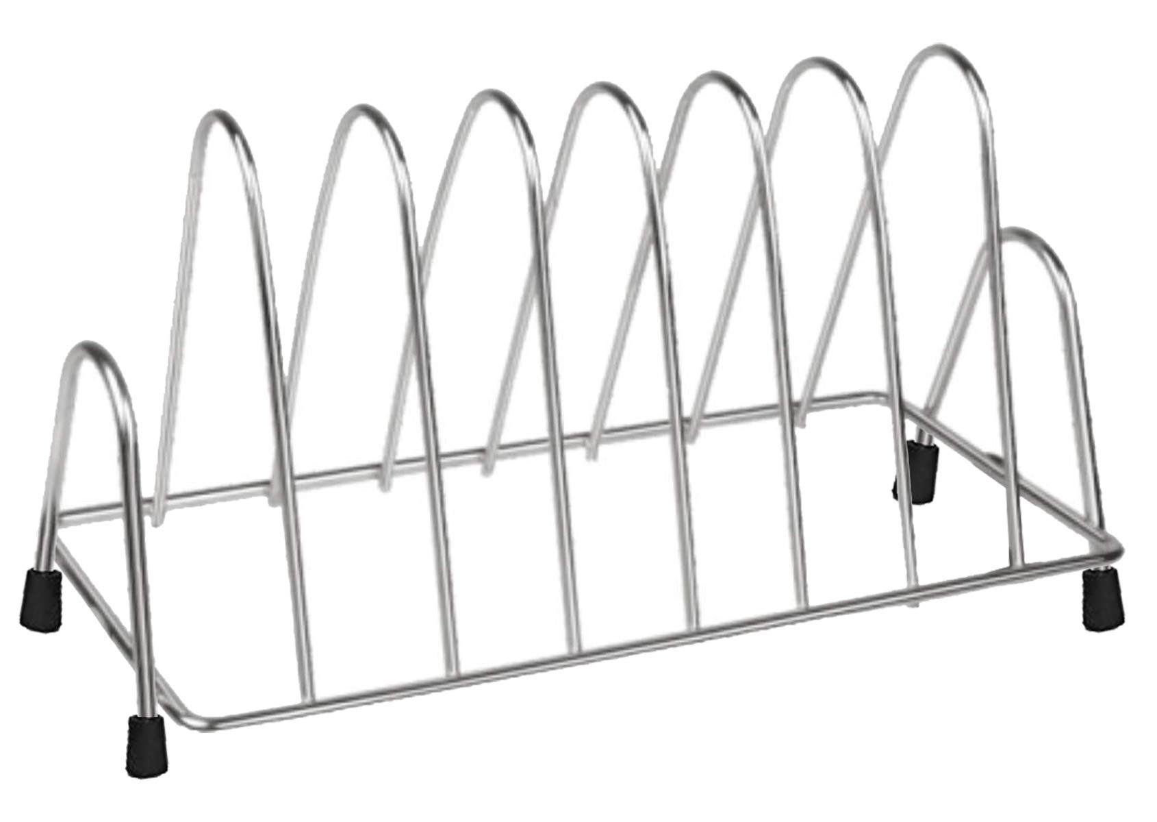 Stainless Steel Plate Rack for Kitchen - 6 Section Dish Drying Rack with Anti-Rust Nano Coating - Space Saving Utensil Organizer for Plates, Bowls & Lids - Perfect for Small Kitchens, RVs & Dorm Rooms (Silver, KUBMARTK10581)